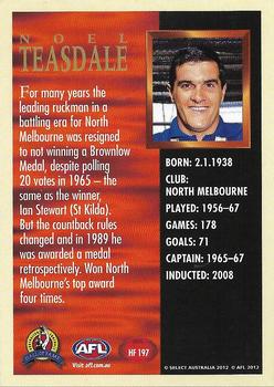 2012 Select AFL Eternity - Hall of Fame Series 4 #HF197 Noel Teasdale Back